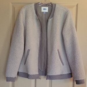 Old Navy Gray Teddy Jacket with Fuzzy Texture, Size M, Never Worb